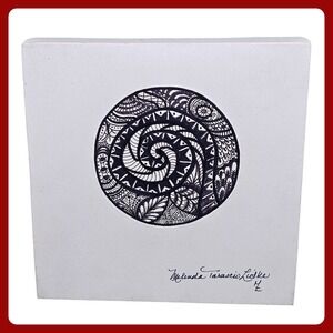 Original Mandala Art Signed 8x8 Canvas Handmade Drawing Boho Wall Decor NEW MTL2